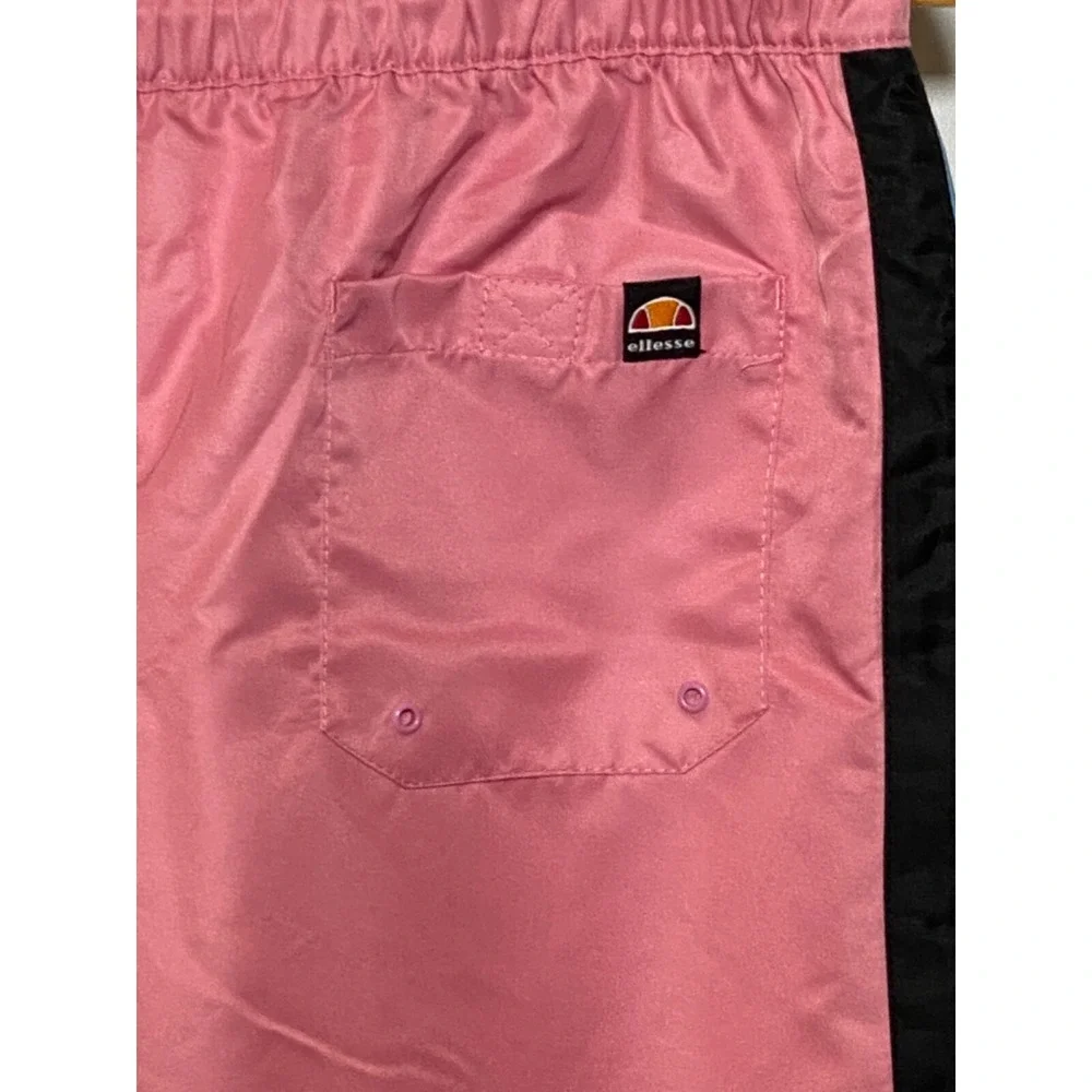 Ellesse Men's Tennis Shorts Pink with Black and Blue stripe size Small NWT‎